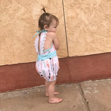 Load image into Gallery viewer, Feather Lace Back Romper
