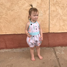 Load image into Gallery viewer, Feather Lace Back Romper