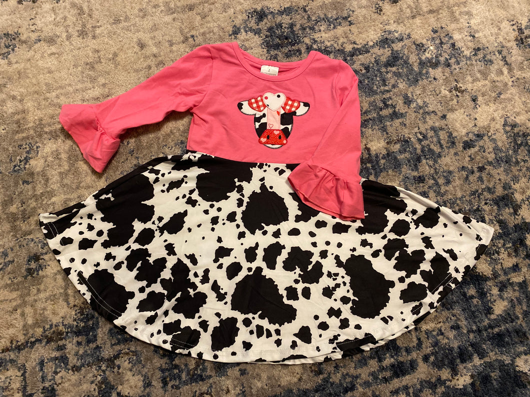 Pink Cow Twirly Dress