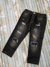 Load image into Gallery viewer, Distressed Black Denim Jeans

